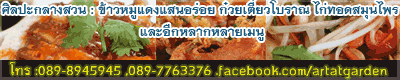 ข้าวหมูแดงแสนอร่อย ก๋วยเตี๋ยว ไก่ทอด ส้มตำ อร่อย ที่ระยอง ร้านอาหาร ศิลปะกลางสวน บ้านฉาง 